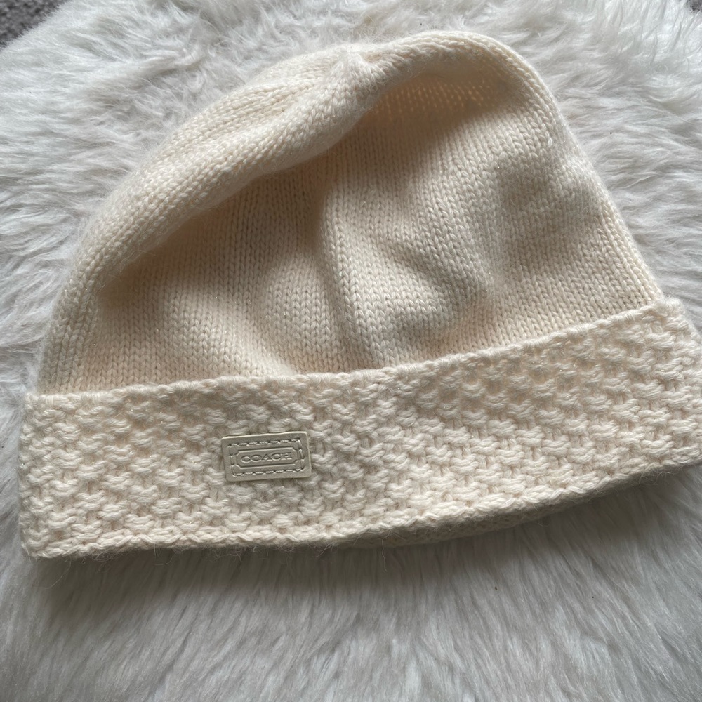 Coach mixed wool cream hat
